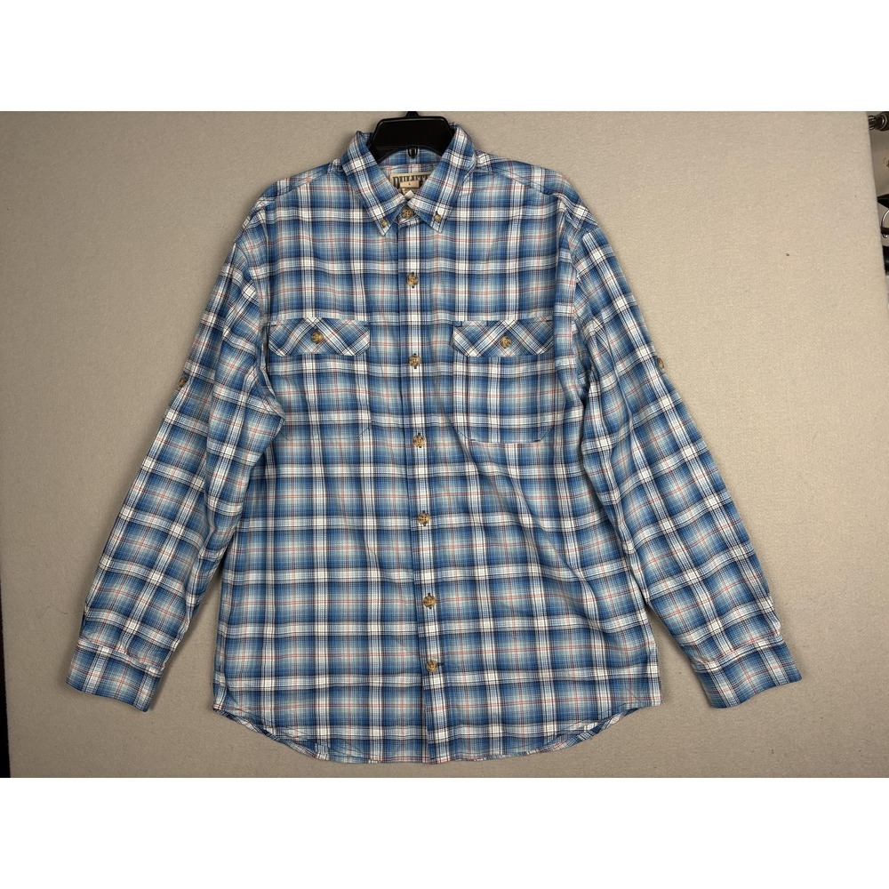 Duluth Trading Co Shirt Mens Large Blue Plaid Button Down Long Sleeve Workwear